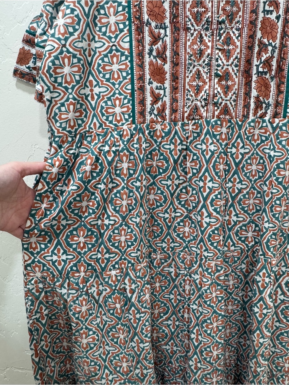 NWT Anthropologie Sue Sartor Tiered Flouncy Kaftan Maxi Shirt Dress Women Medium - Picture 8 of 15